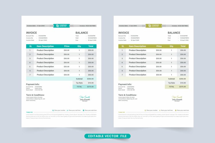 Invoice template for business bill example image 1