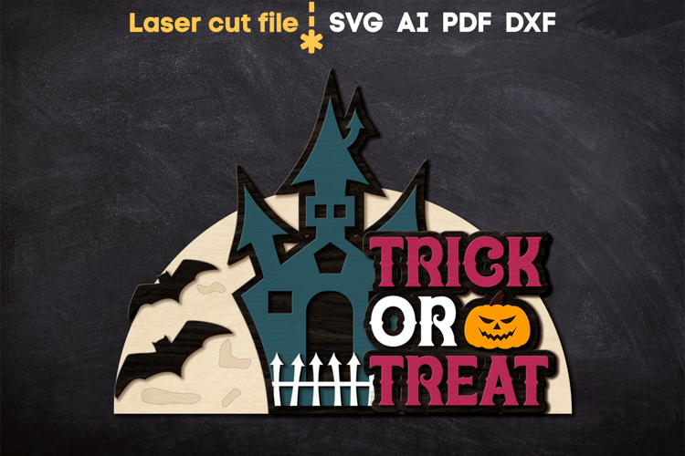 Trick or Treat Halloween SVG laser cut file for Glowforge