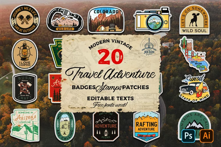 Stickers SVG Bundle | 20 Travel Sublimation Camping Designs