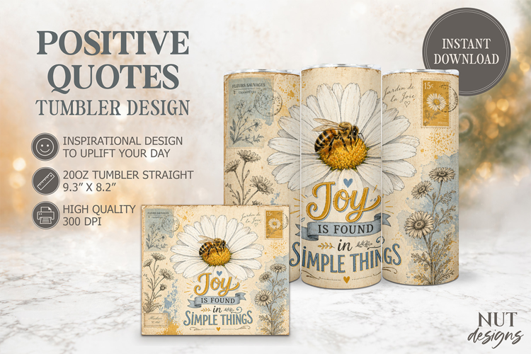 Joy Found in Simple Things Tumbler wrap Inspirational