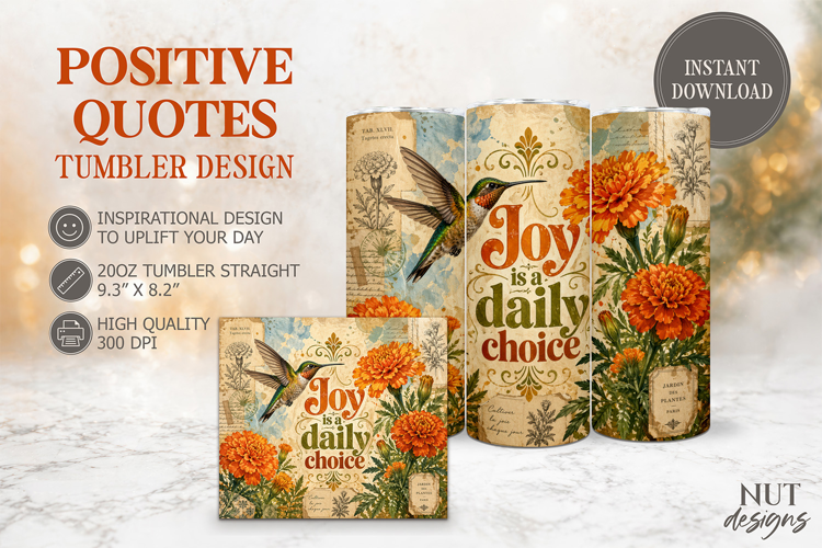 Joy Daily Choice Hummingbird Tumbler Inspirational quotes