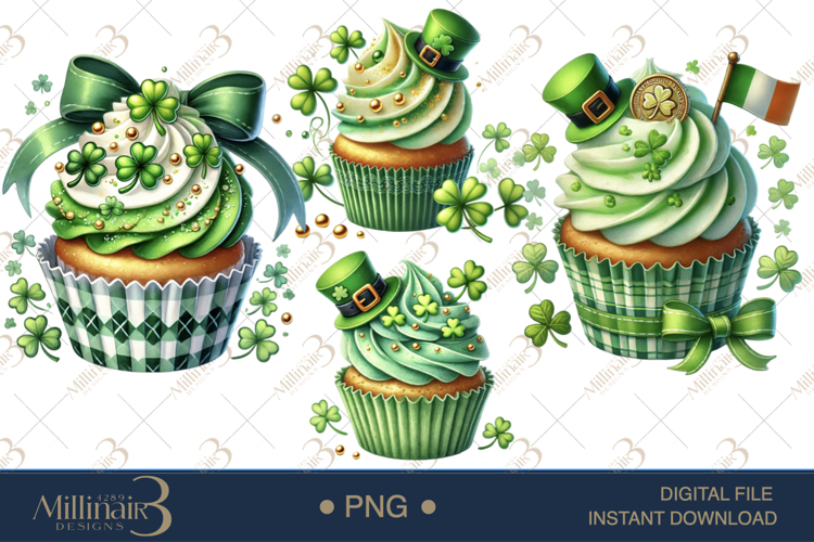 St. Patrick’s Day Cupcake Clipart