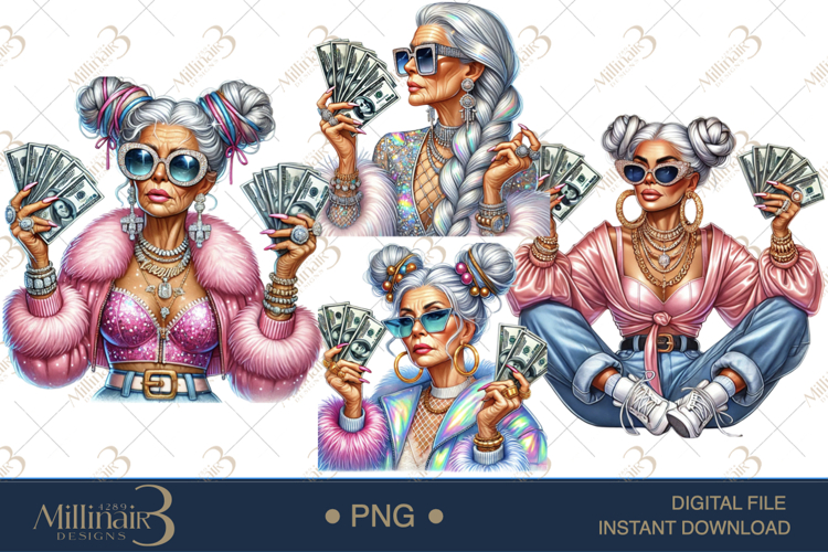 Classy Grandma with Money Clipart
