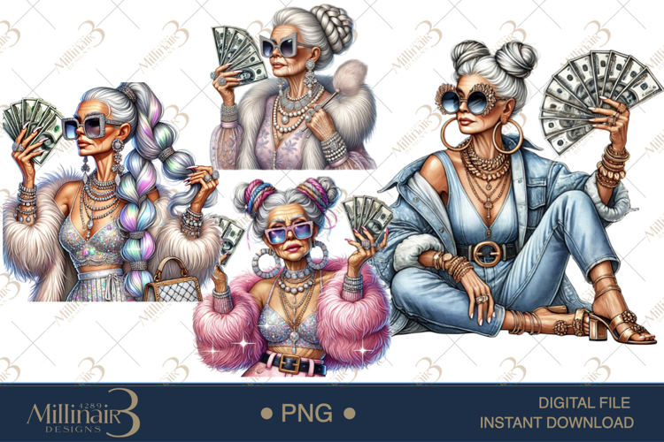 Classy Grandma with Money Clipart example image 1