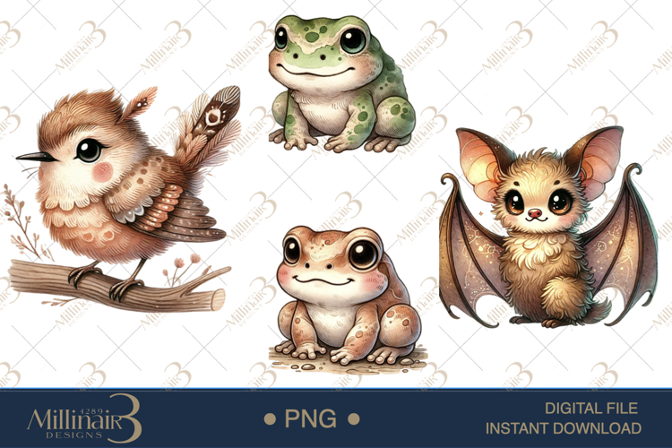 Boho Woodland Baby Animal Clipart