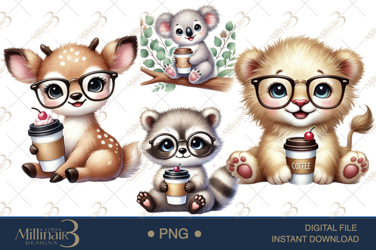 Coffee Lovers Animals Clipart