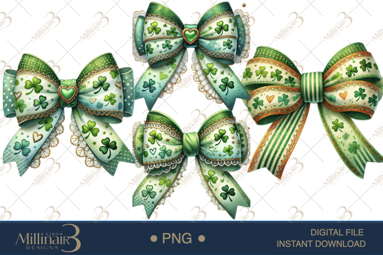 Coquette St. Patrick’s Day Bow Clipart|St. Patrick’s Day