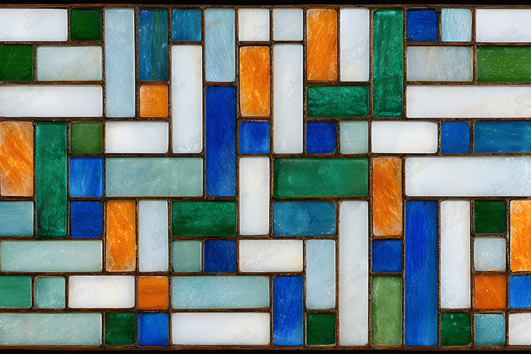 Geometric Stained Glass Rectangle Mosaic Pattern
