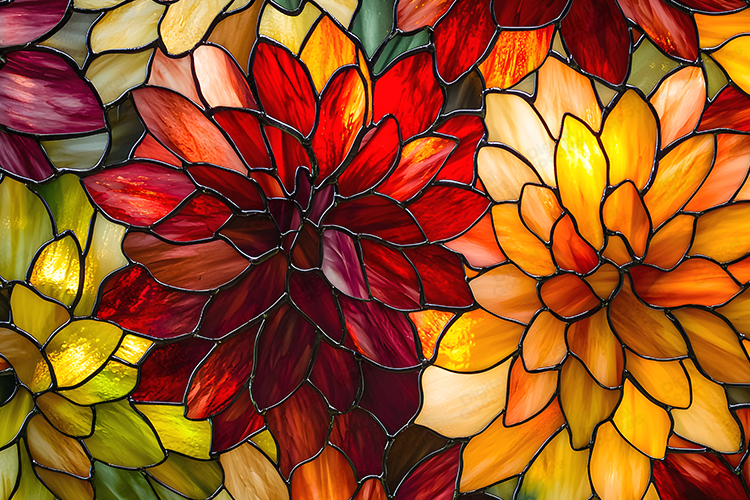 Warm Floral Stained Glass Texture Background