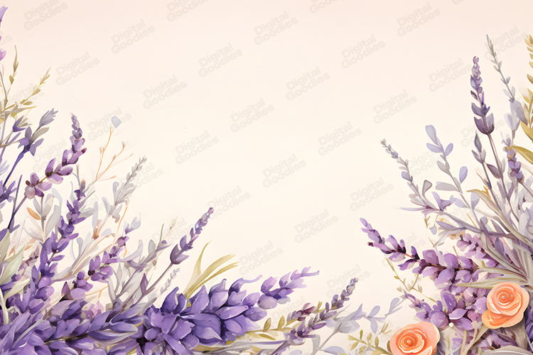 Lavender Floral Border Watercolor Background Design