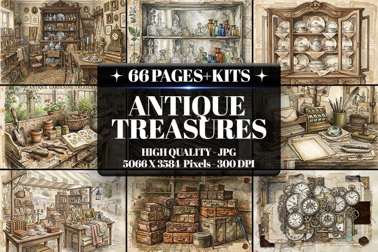 Antique Treasures Junk Journal Digital Kit| Junk Journal