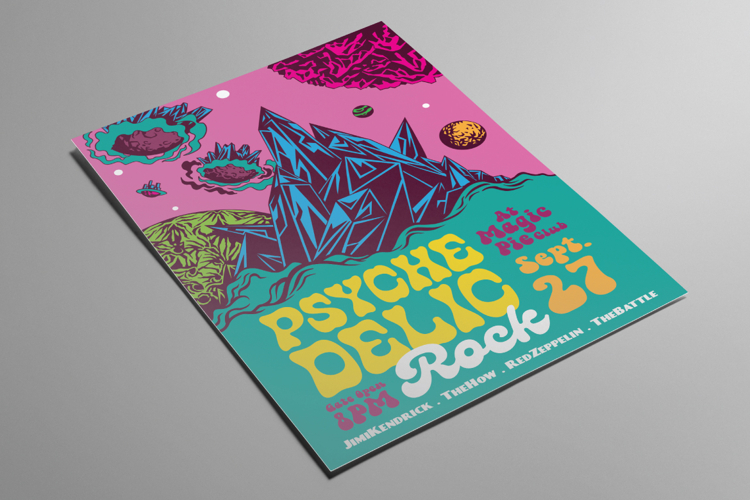 Space Psychedelic Rock Illustrated Flyer