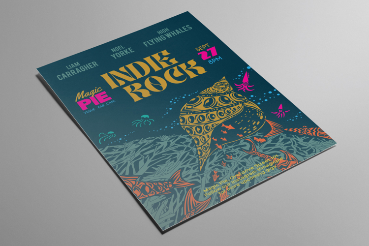 Sea Shell Illustrated Indie Rock Flyer