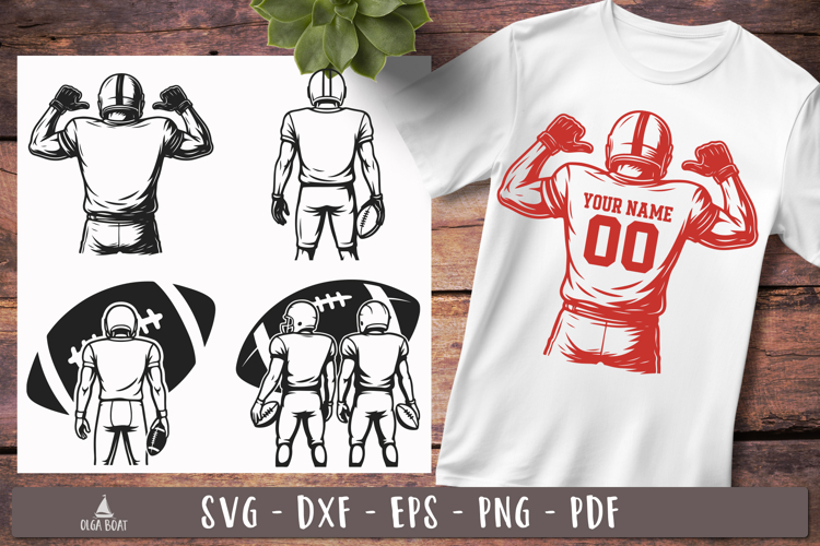 Football Player Back View SVG designs