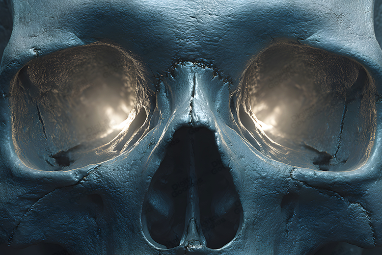 Close-up Human Skull Eye Sockets - Dark Fantasy Graphic