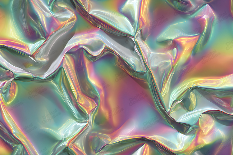 Colorful Holographic Foil Wrinkled Shiny Texture Art