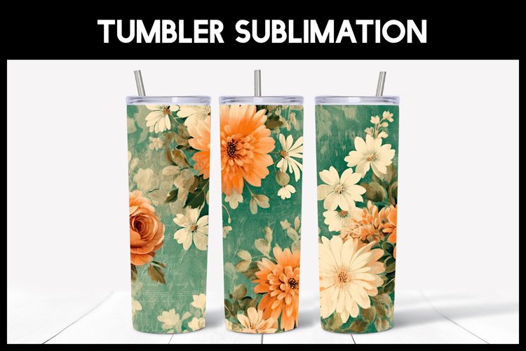 Retro Flower Tumbler Sublimation Seamless Tumbler