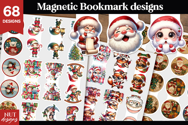 Christmas Magnetic Bookmark Cute Holiday Bookmarks Bundle