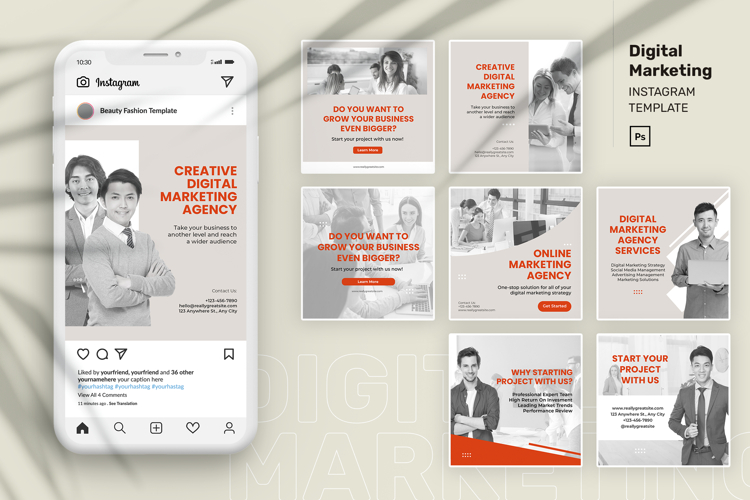 Black and White Modern Digital Marketing Agency Instagram