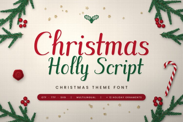 Christmas Holly Script - Festive Brush Script Font example image 1