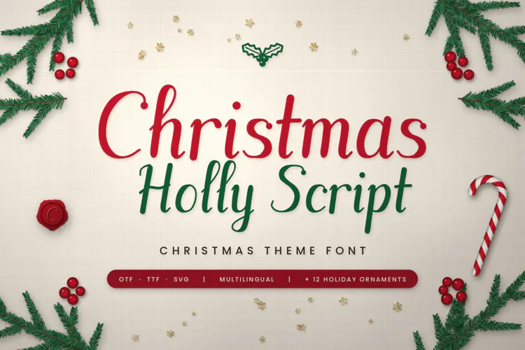 Christmas Holly Script - Festive Brush Script Font