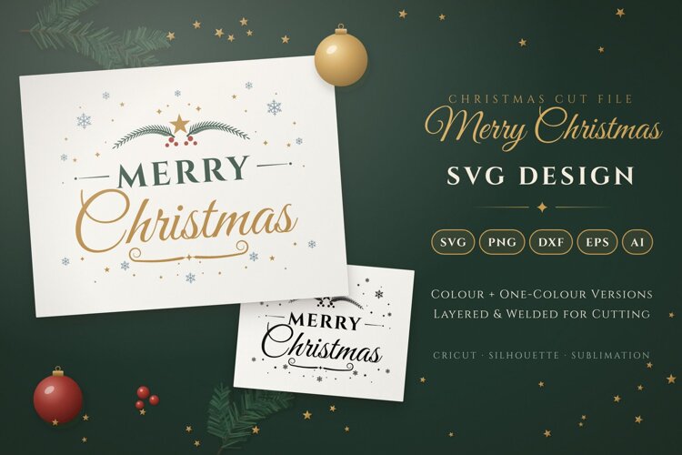 Merry Christmas Lettering SVG example image 1