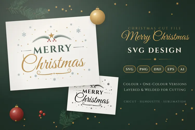 Merry Christmas Lettering SVG