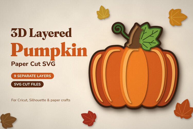 3D Layered Pumpkin SVG example image 1