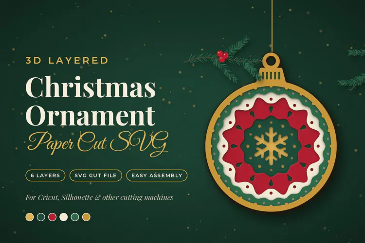 3D Layered Christmas Ornament SVG
