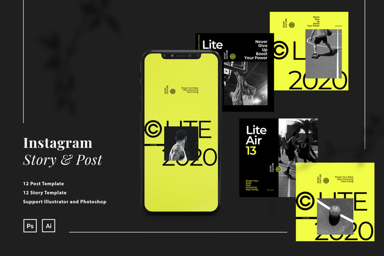 Sport Instagram Ads Post and Story Template