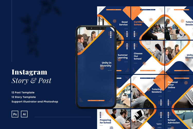 Education Instagram Ads Puzzle Template PSD & AI
