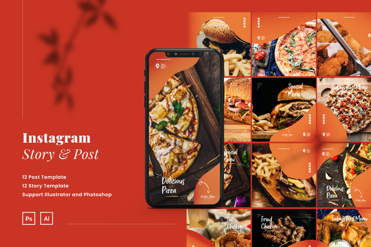 Fast Food Instagram Puzzle Ads Story and Post