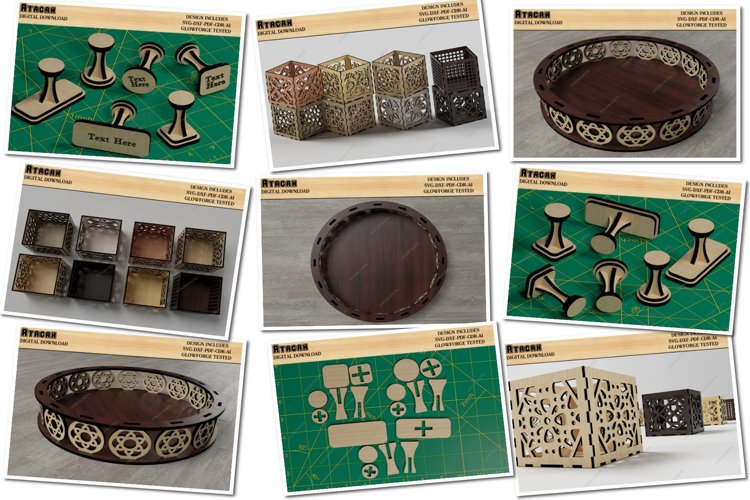 Wooden Stamps / Laser Cut Boxes / Round Decorative Tray SVG example image 1