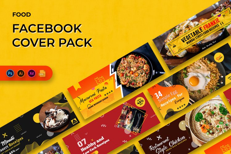 Food and Restaurant Facebook Cover Banner Template example image 1