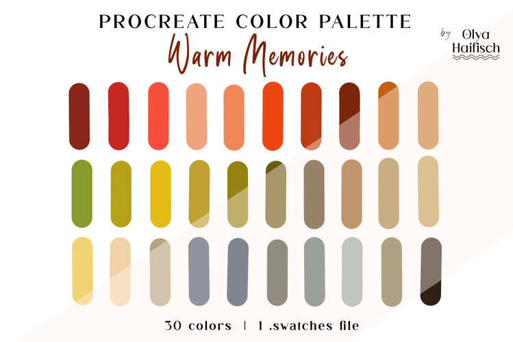 Bright Procreate Palette. Cozy Warm Color Swatches
