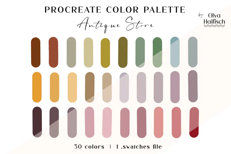 Vintage Procreate Palette. Deep Muted Color Swatches