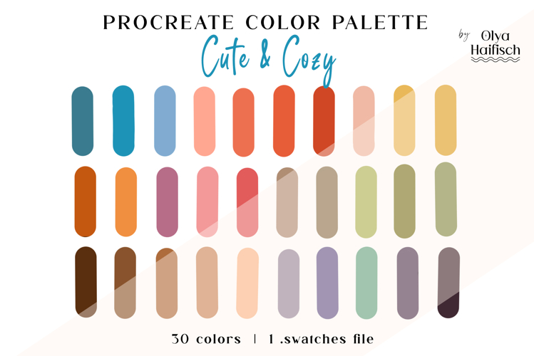 Cute Procreate Color Palette. Cozy Bright Color Swatches