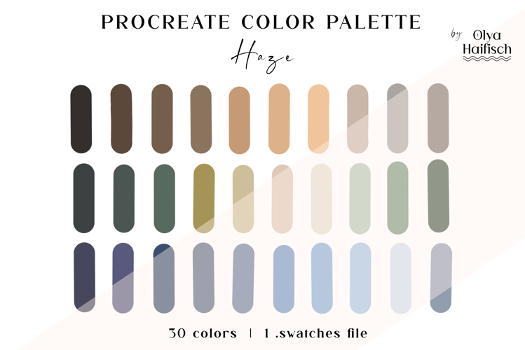 Muted Procreate Palette. Soft Natural Color Swatches