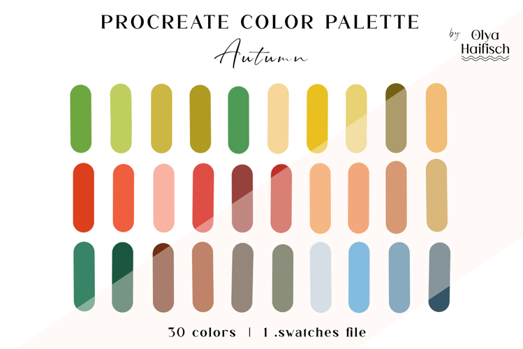 Bright Autumn Procreate Palette. Fall Season Color Swatches