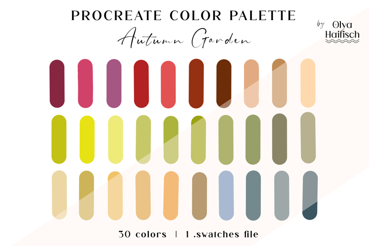 Autumn Procreate Palette. Bright Fall Color Swatches