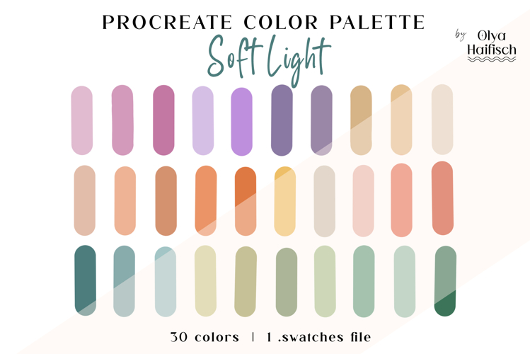 Soft Procreate Palette. Cute Light Muted Color Swatches