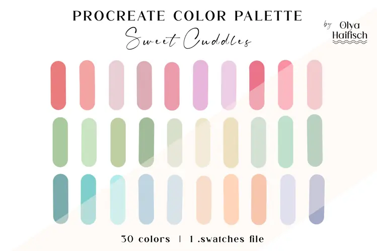 Soft Light Procreate Palette. Cute Pastel Color Swatches
