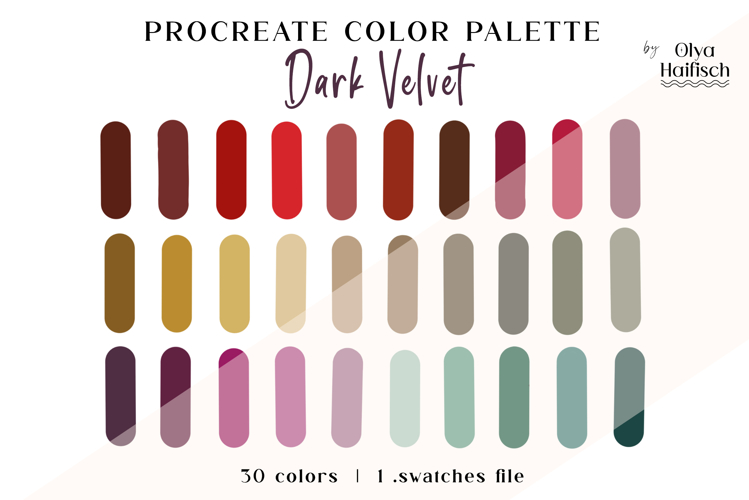Dark Procreate Palette. Deep Rich Vintage Color Swatches