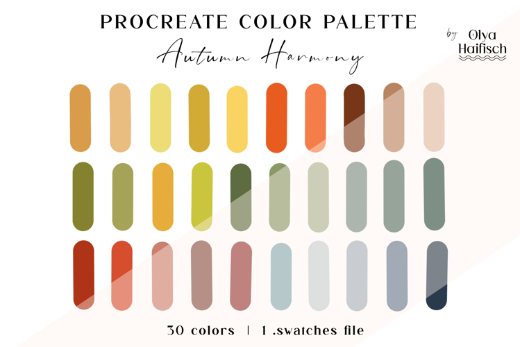 Autumn Procreate Palette. Bright Fall Color Swatches