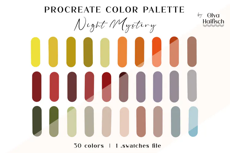 Vintage Procreate Palette. Rich Mysterious Color Swatches
