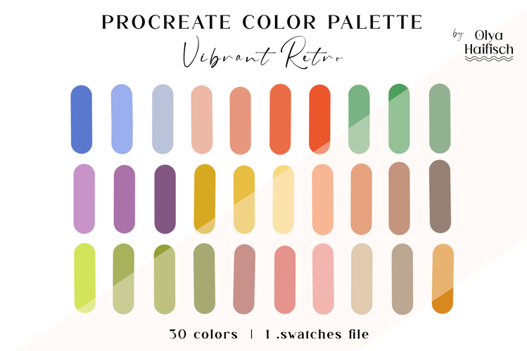 Bright Procreate Palette. Cheerful Retro Color Swatches