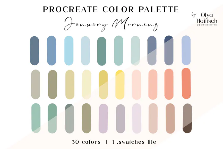 Light Procreate Palette. Cool Winter Color Swatches