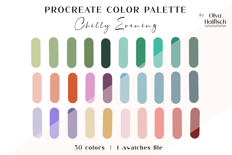Trendy Procreate Palette. Cool Natural Color Swatches