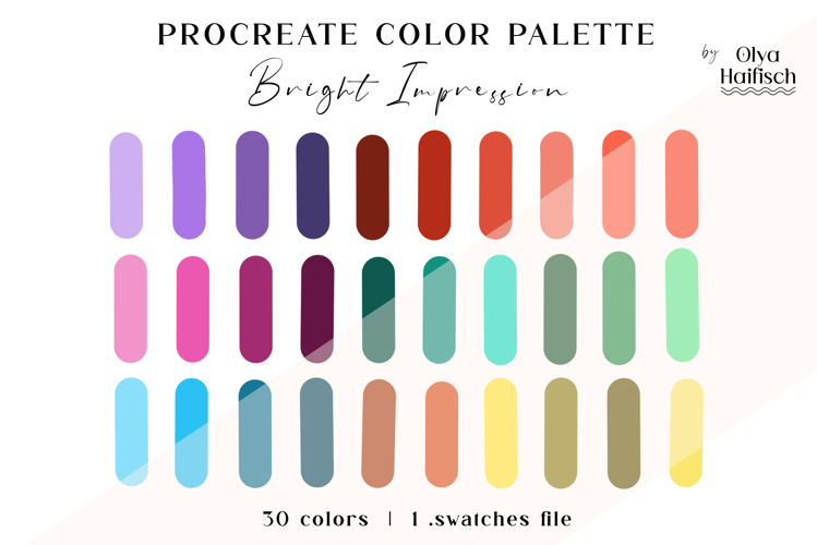 Bright Procreate Palette. Vibrant Neon Color Swatches
