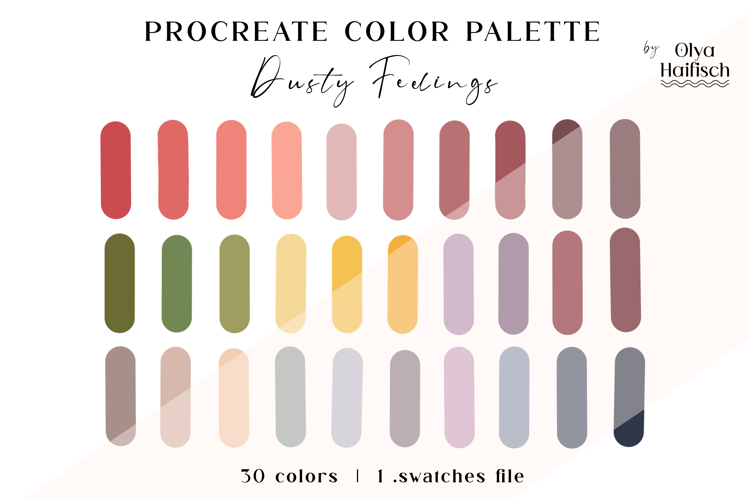 Muted Procreate Palette. Soft Dusty Rose Color Swatches